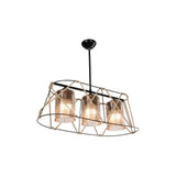 lampada a sospensione gezegen asz0986 3 luci metallo nero e corda, vista dal basso del paralume in metallo, vetro o tessuto