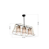 lampada a sospensione gezegen asz0986 3 luci metallo nero e corda, ambientazione moderna con punto luce centrale sopra il tavolo