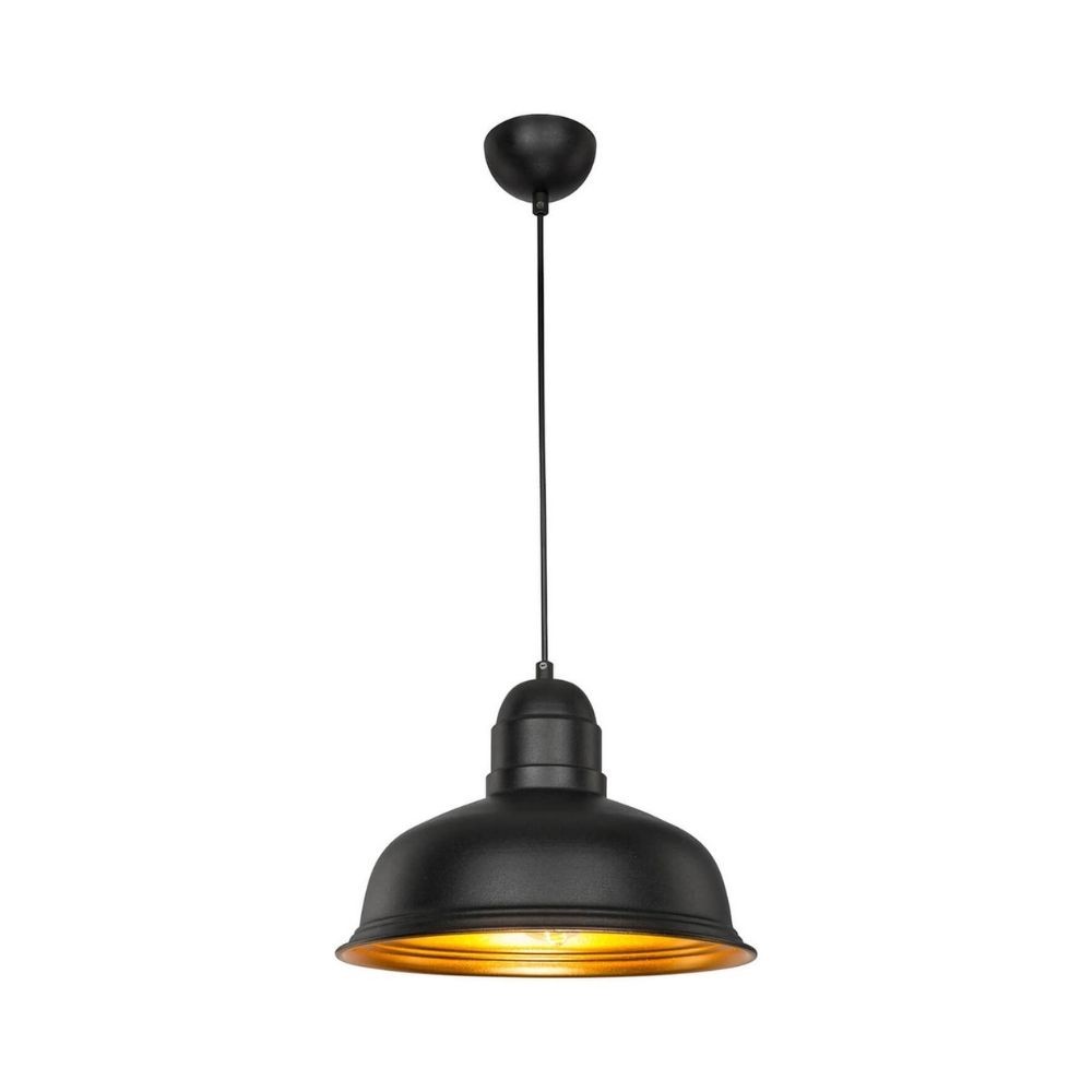 lampada a sospensione kumbet mdl3053 metallo nero interno oro, vista dal basso del paralume in metallo, vetro o tessuto
