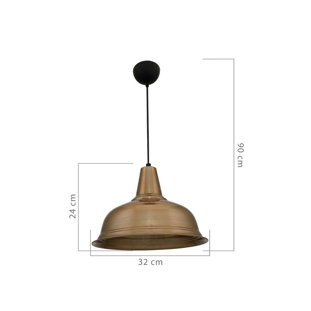 lampada a sospensione tampa asz1343 con diffusore bronzo, vista dal basso del paralume in metallo, vetro o tessuto