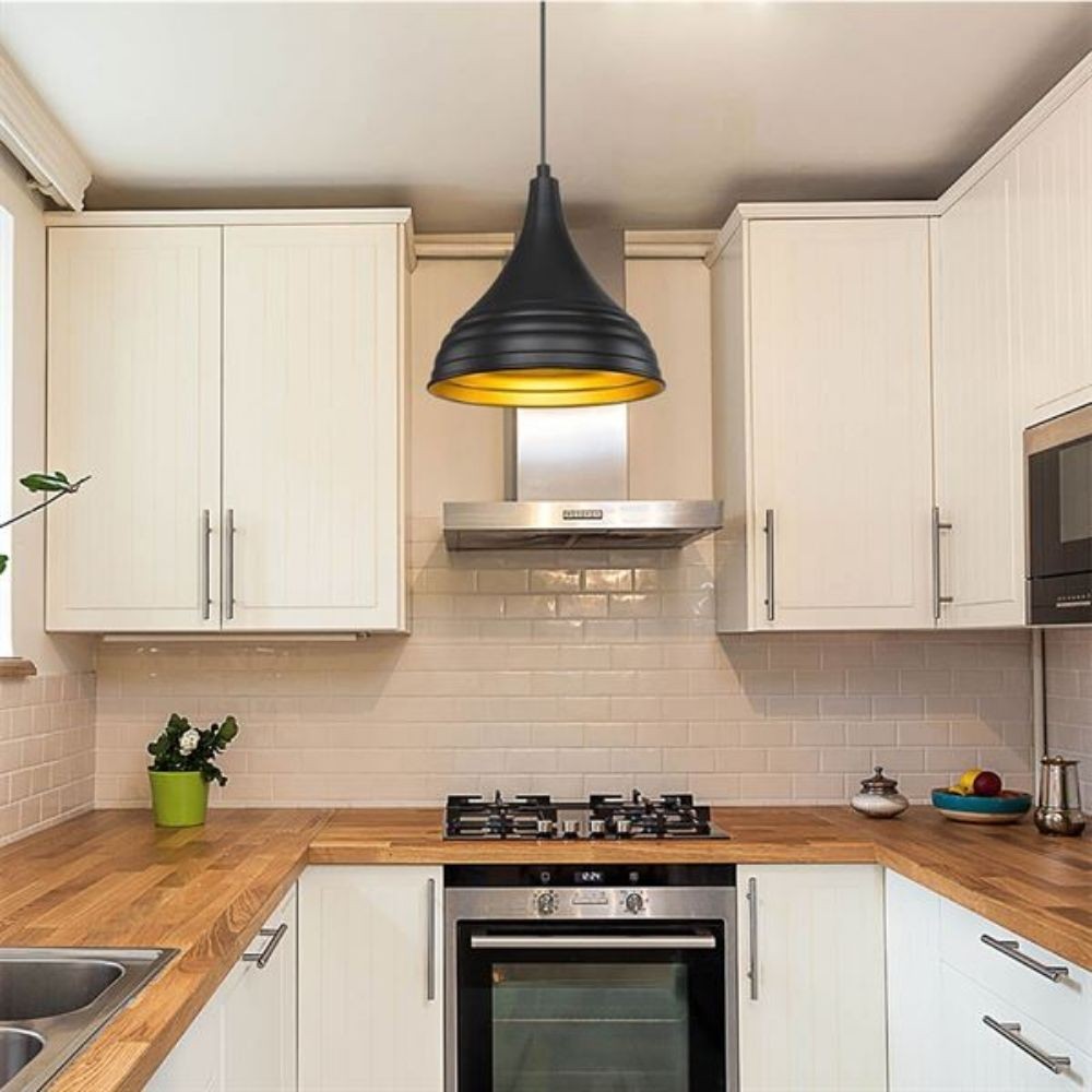 lampada a sospensione leda asz1338 in metallo nero, lampada sospesa ideale per open space, cucine e soggiorni