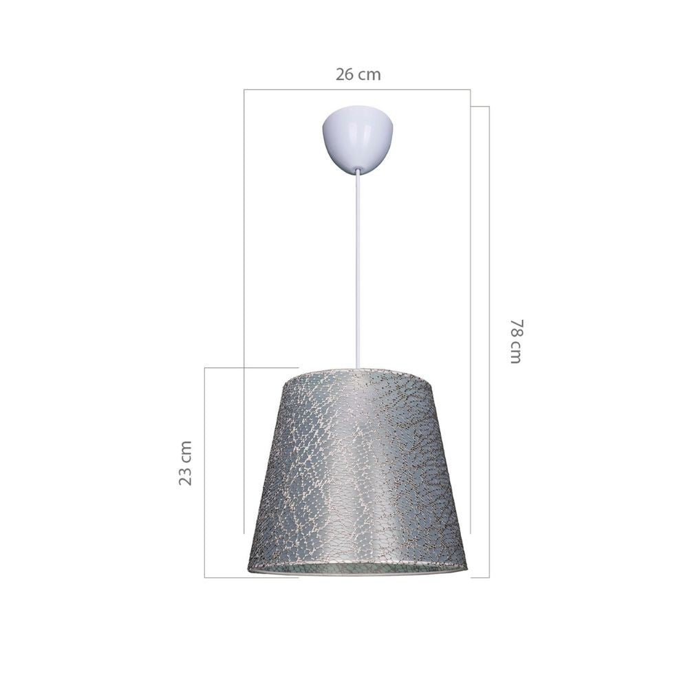 lampada a sospensione conic asz0777 in tessuto grigio, ambientazione moderna con punto luce centrale sopra il tavolo