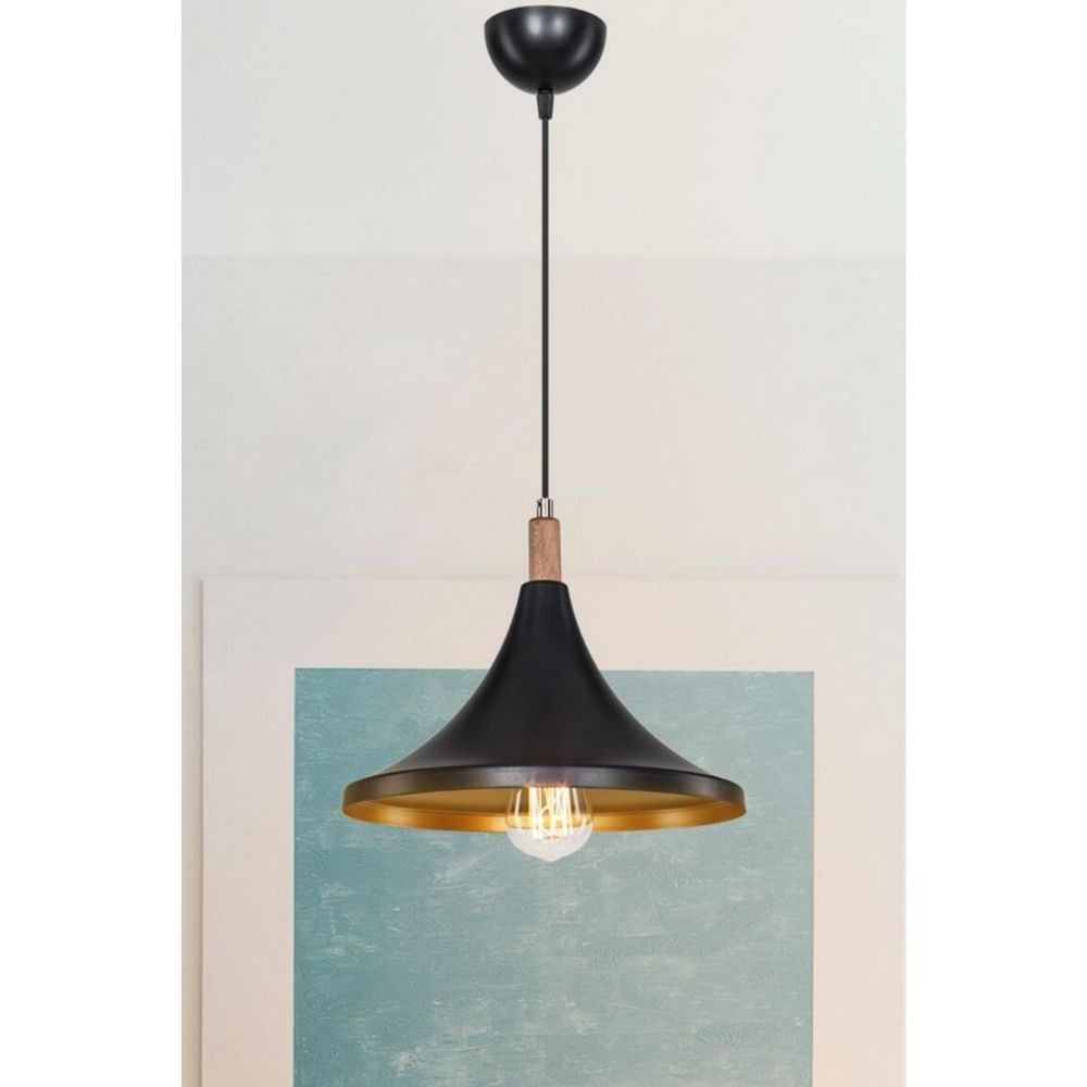 lampada a sospensione kano nero oro asz1564, cavo regolabile per adattarsi a soffitti di diverse altezze