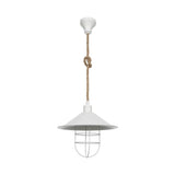 lampada da soffitto bulut asz0631 metallo bianco e corda iuta, lampada a sospensione con luce diretta, perfetta per tavolo da pranzo o cucina