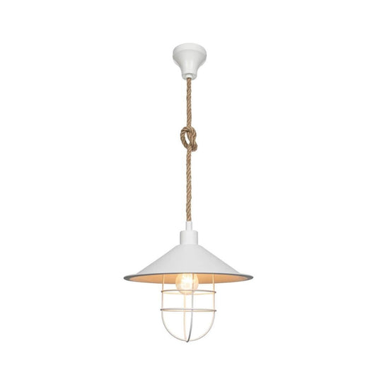 lampada da soffitto bulut asz0631 metallo bianco e corda iuta, vista dal basso del paralume in metallo, vetro o tessuto