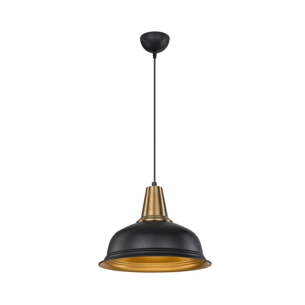lampada a sospensione rena asz1341 metallo nero interno oro, lampada a sospensione con luce diretta, perfetta per tavolo da pranzo o cucina