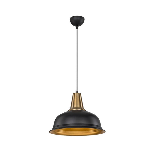 lampada a sospensione rena asz1341 metallo nero interno oro, lampada a sospensione con luce diretta, perfetta per tavolo da pranzo o cucina