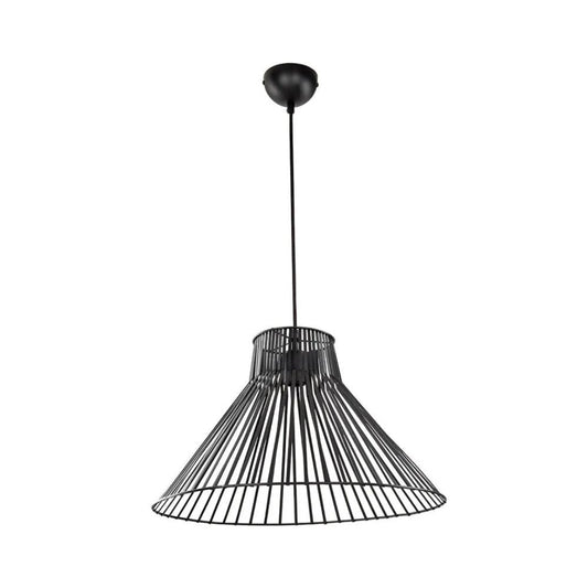 lampada a sospensione panama mdl4135 filo metallico nero, vista dal basso del paralume in metallo, vetro o tessuto