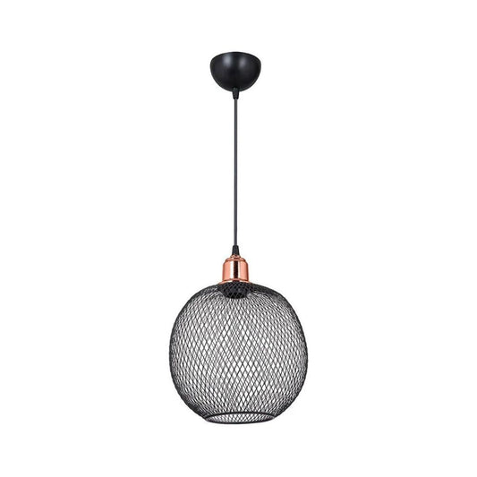 lampada a sospensione metallo traforato nero belin mdl4320, vista dal basso del paralume in metallo, vetro o tessuto