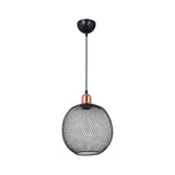 lampada a sospensione metallo traforato nero belin mdl4320, vista dal basso del paralume in metallo, vetro o tessuto