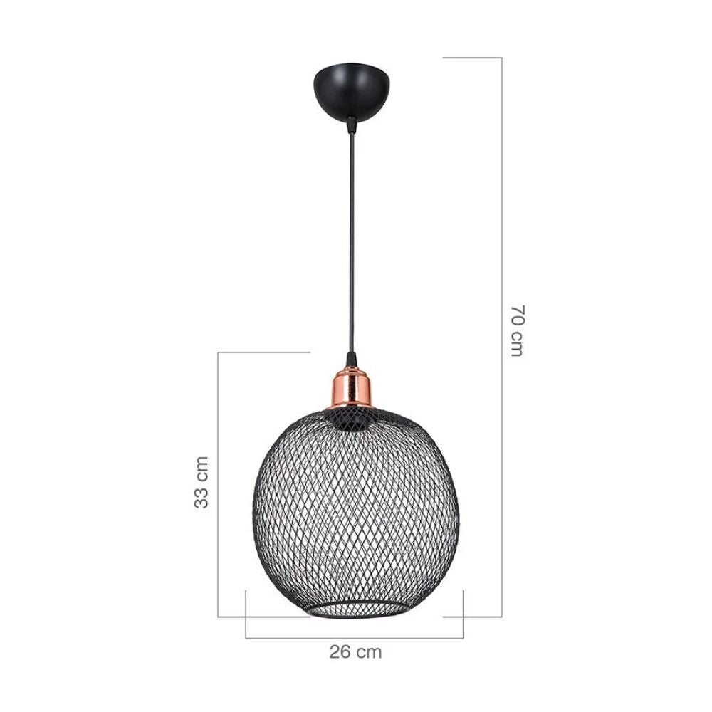 lampada a sospensione metallo traforato nero belin mdl4320, cavo regolabile per adattarsi a soffitti di diverse altezze