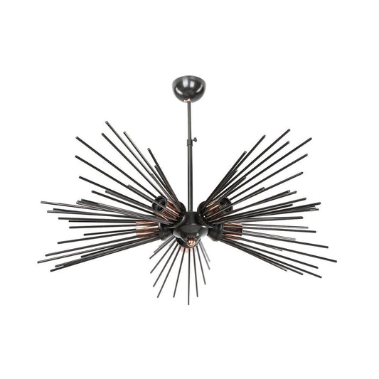 lampada da soffitto a 5 luci salem mdl3806 metallo nero, vista dal basso del paralume in metallo, vetro o tessuto