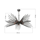 lampada da soffitto a 5 luci salem mdl3806 metallo nero, cavo regolabile per adattarsi a soffitti di diverse altezze