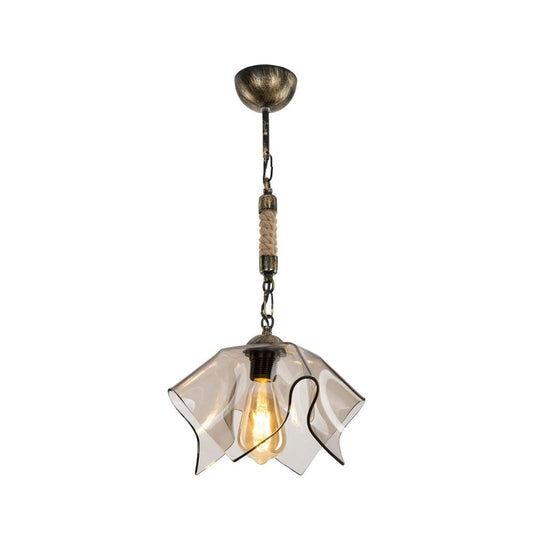 lampada a sospensione volga mdl3781 oro antichizzato e vetro fumè, vista dal basso del paralume in metallo, vetro o tessuto