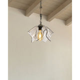 lampada a sospensione volga mdl3781 oro antichizzato e vetro fumè, cavo regolabile per adattarsi a soffitti di diverse altezze