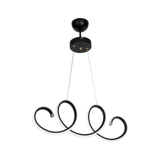 lampada a sospensione led afra forma spirale nera mdl4441, vista dal basso del paralume in metallo, vetro o tessuto