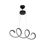 lampada a sospensione led afra forma spirale nera mdl4441, vista dal basso del paralume in metallo, vetro o tessuto