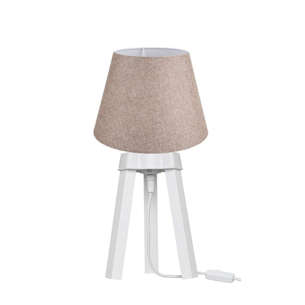 lampada da tavolo pikobi2634 con paralume beige e base bianca, lampada da tavolo con base stabile e paralume elegante