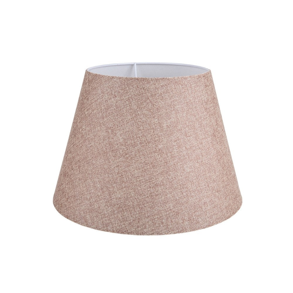 lampada da tavolo pikobi2634 con paralume beige e base bianca, vista ambientata su scrivania, comodino o console