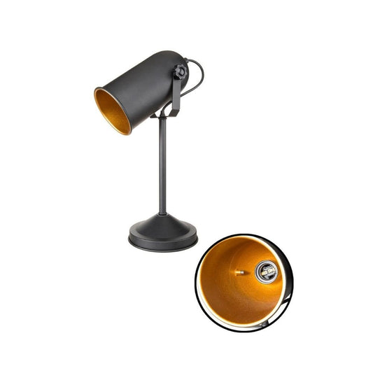 lampada da tavolo direzionabile tokyo mdl3636 metallo nero, vista ambientata su scrivania, comodino o console