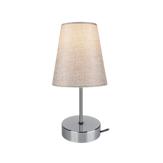 lampada da tavolo estelya az1068 cromo beige, vista ambientata su scrivania, comodino o console