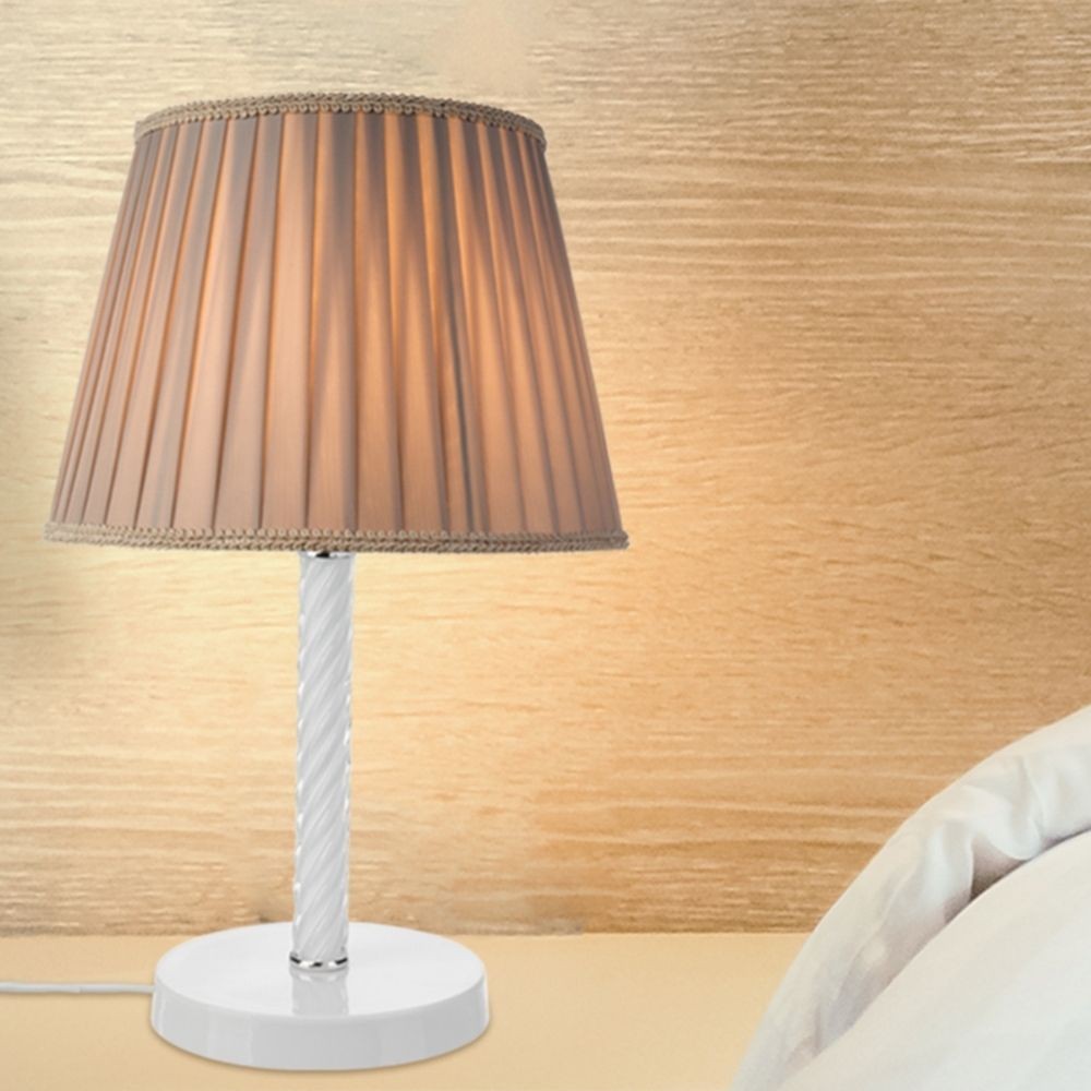 lampada da tavolo piray asz1277 vetro bianco, luce soffusa ideale per lettura o relax serale