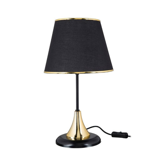 lampada da tavolo arden metallo e paralume tessuto nero asz1632, lampada da tavolo con base stabile e paralume elegante