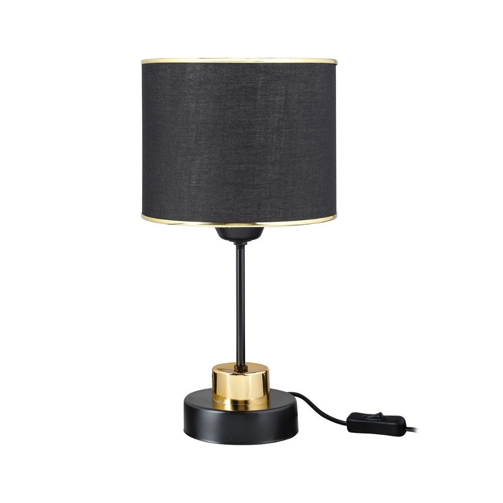 lampada da tavolo metallo e paralume tessuto nero arden asz1633, lampada da tavolo con base stabile e paralume elegante