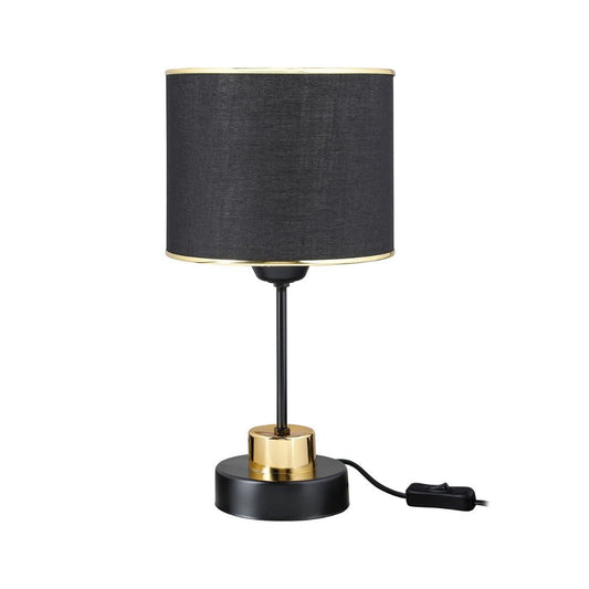 lampada da tavolo metallo e paralume tessuto nero arden asz1633, lampada da tavolo con base stabile e paralume elegante
