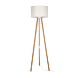 lampada da terra piko asz1664 con piantana in rovere e paralume in tessuto crema, lampada da terra alta con paralume in tessuto o metallo