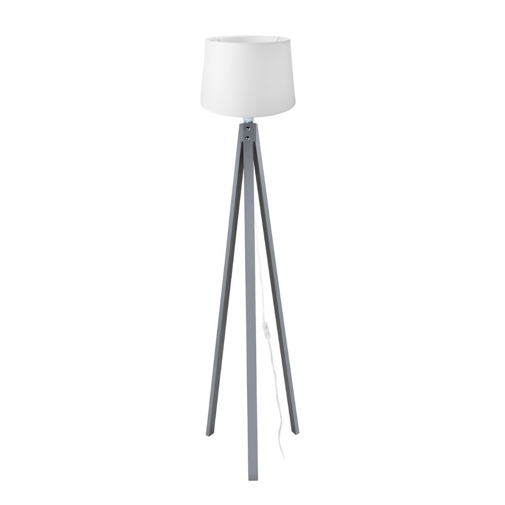 lampada da terra decogri3565 con piantana grigia e paralume bianco, lampada da terra alta con paralume in tessuto o metallo