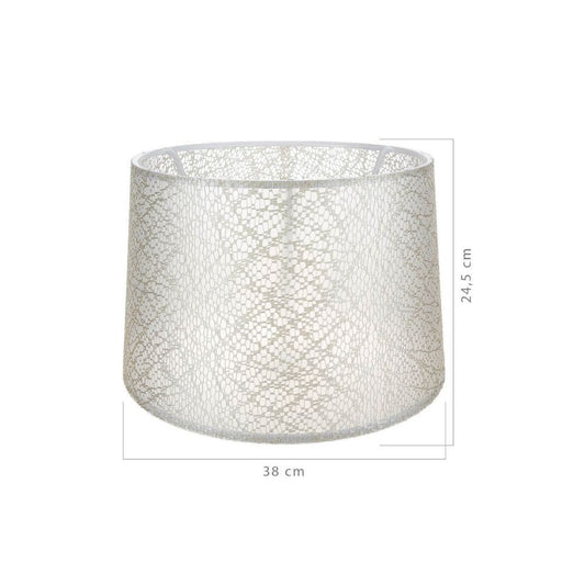 paralume deco asz1182 tessuto crema motivo ricamo, vista ambientata accanto a divano, poltrona o libreria