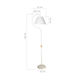 lampada da terra a stelo geo asz1043 con paralume tessuto bianco, struttura stabile con base solida e design contemporaneo