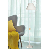 lampada da terra a stelo geo asz1043 con paralume tessuto bianco, luce indiretta perfetta per creare atmosfera accogliente