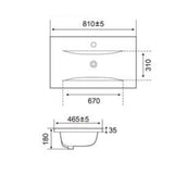 lavabo consolle da appoggio plat840-80 81x46.5x18 cm bianco, dettaglio del lavabo in ceramica con finitura lucida