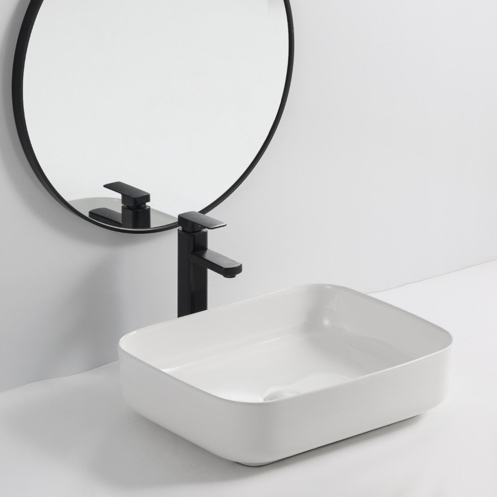 lavabo da appoggio bowl9391b in ceramica 50x39x13 cm. bianco, lavabo moderno ideale per bagni eleganti e funzionali