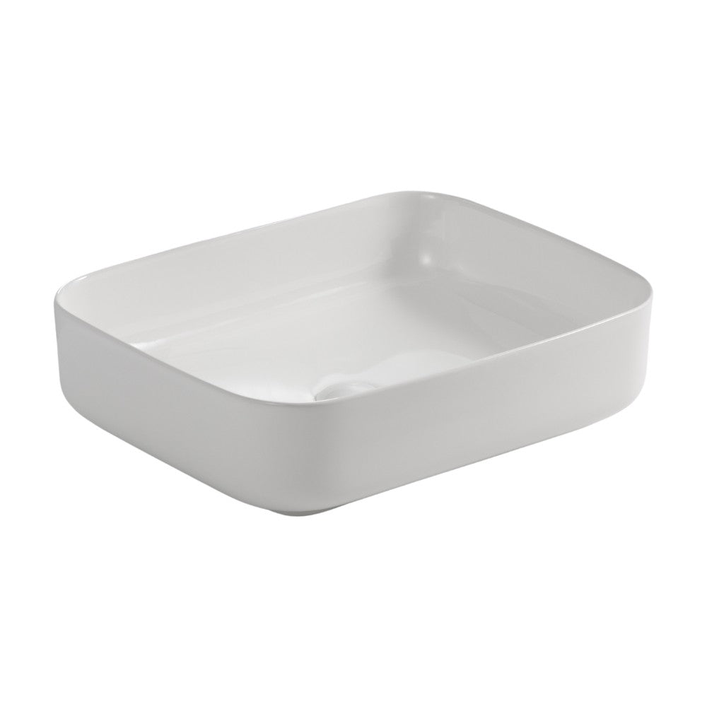 lavabo da appoggio bowl9391b in ceramica 50x39x13 cm. bianco, dettaglio del lavabo in ceramica con finitura lucida