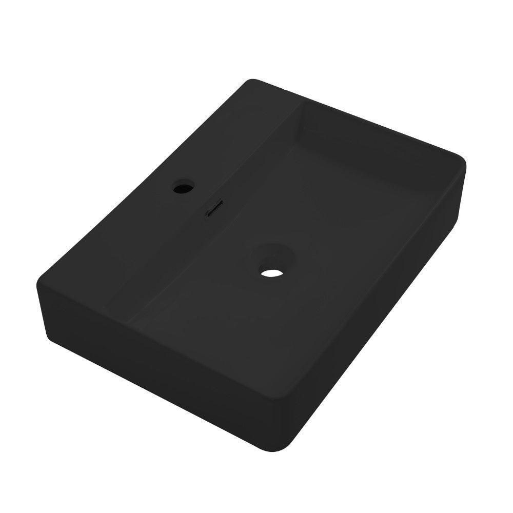 lavabo da appoggio 9555 in ceramica 60x42x13 cm nero opaco, lavabo moderno ideale per bagni eleganti e funzionali