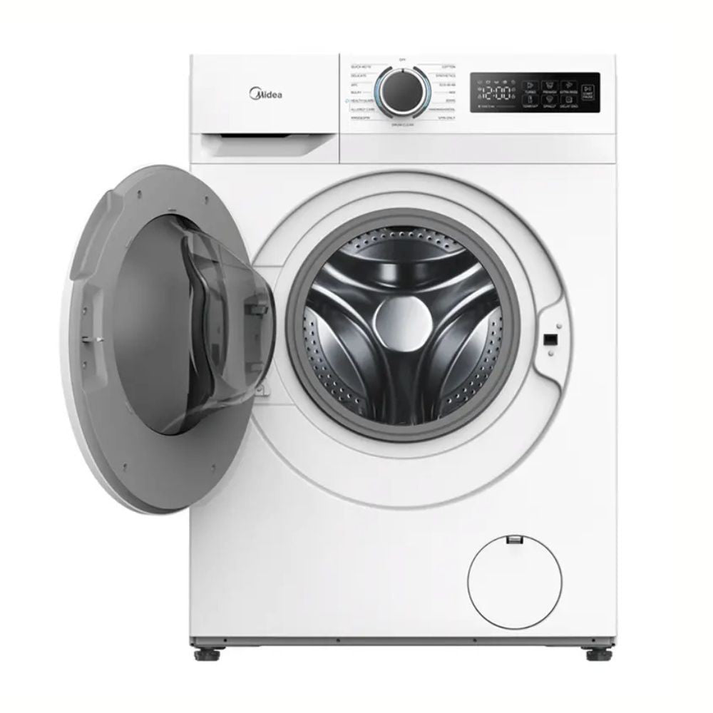 lavatrice carica frontale midea mf110w80ba10w 8 kg 1400 giri bianca classe a, ideale per famiglie e carichi abbondanti
