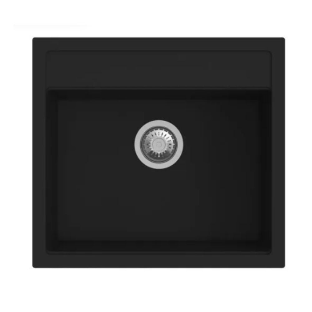 lavello waltz in fragranite 1 vasca 56x51 colore nero, lavello in granito a una vasca, vista frontale