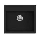 lavello waltz in fragranite 1 vasca 56x51 colore nero, lavello in granito a una vasca, vista frontale