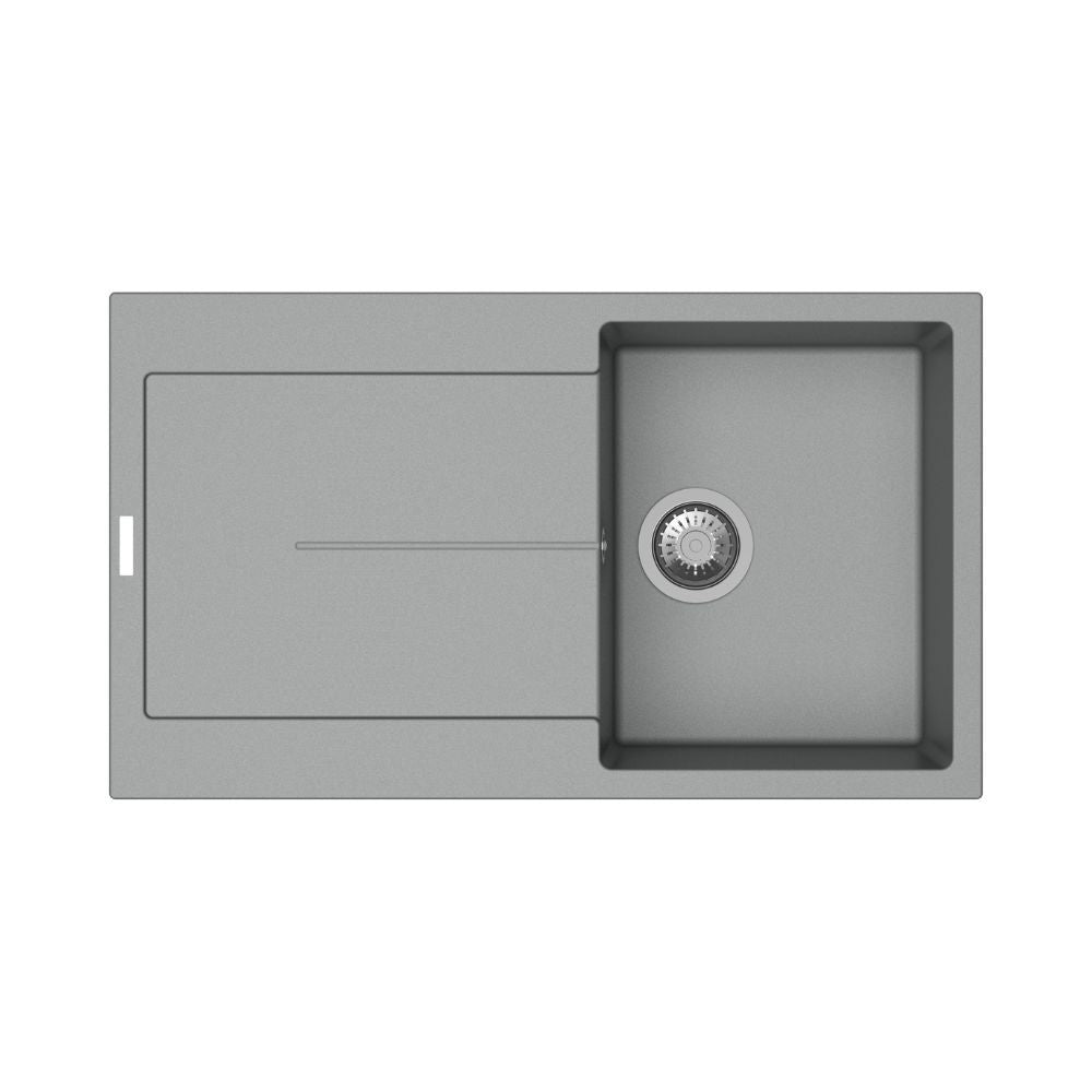 enigma d100 lavello vasca e gocciolatoio croma, lavello in granito a una vasca, vista frontale