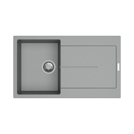 enigma d100 lavello vasca e gocciolatoio croma, dettaglio della vasca singola in materiale resistente