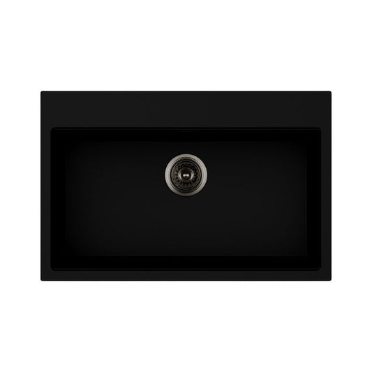 waltz 78x51 lavello una vasca nero, lavello in granito a una vasca, vista frontale