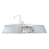 lavello smeg li91sgs 90x50 cm 1 vasca con gocciolatoio a sinistra con vetri silver, lavello in acciaio inox a una vasca, vista frontale