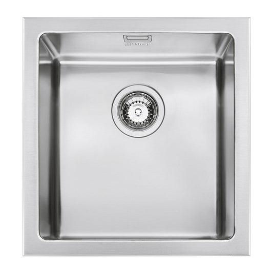 lavello smeg vqr40 una vasca 40x50 cm semifilo inox, lavello in acciaio inox a una vasca, vista frontale
