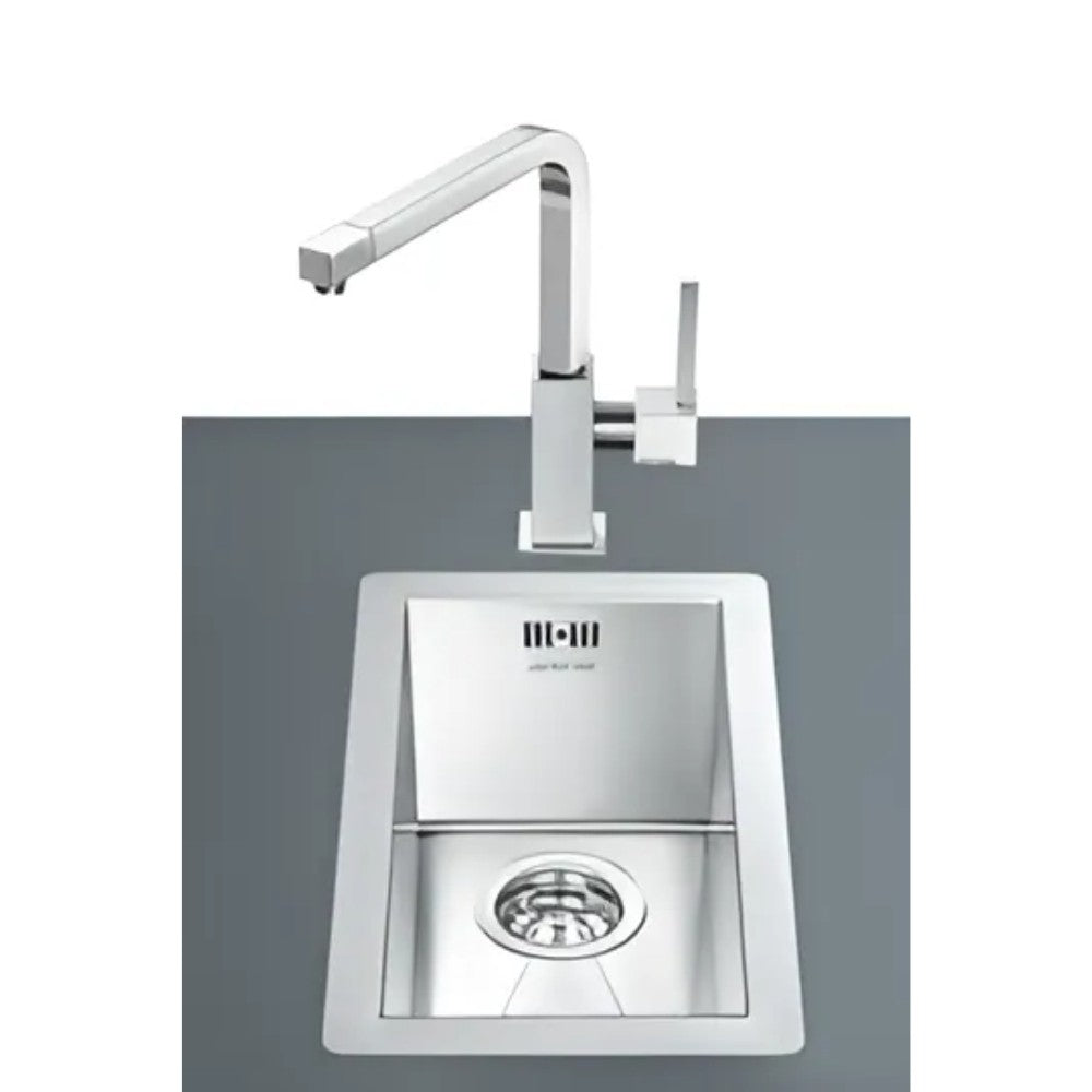 lavello smeg vq20 una vasca 26.7x46.4 cm filotop inox, lavello in acciaio inox a una vasca, vista frontale