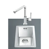 lavello smeg vq20 una vasca 26.7x46.4 cm filotop inox, lavello in acciaio inox a una vasca, vista frontale