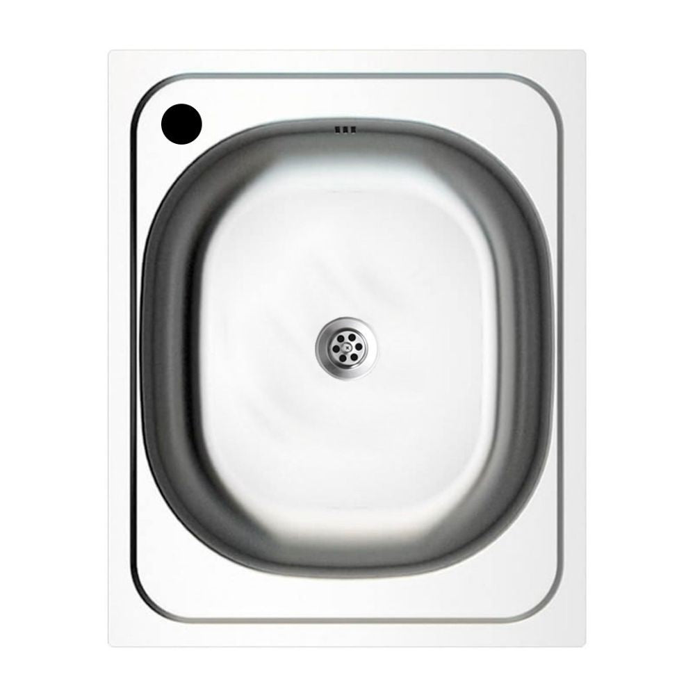 lavello incasso n205as 40x50 monovasca, lavello in acciaio inox a una vasca, vista frontale