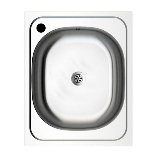 lavello incasso n205as 40x50 monovasca, lavello in acciaio inox a una vasca, vista frontale